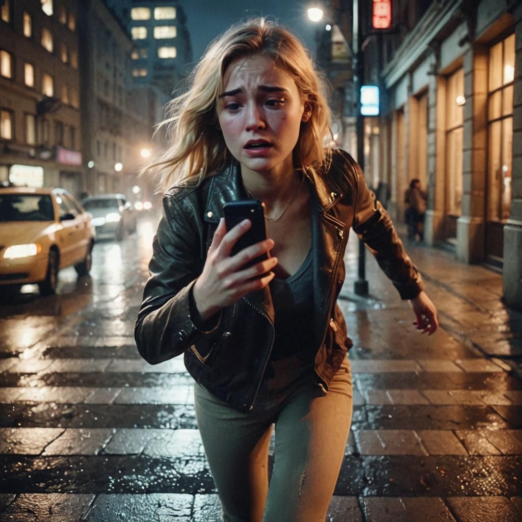 Emotional Blonde Woman Crying in Film Still