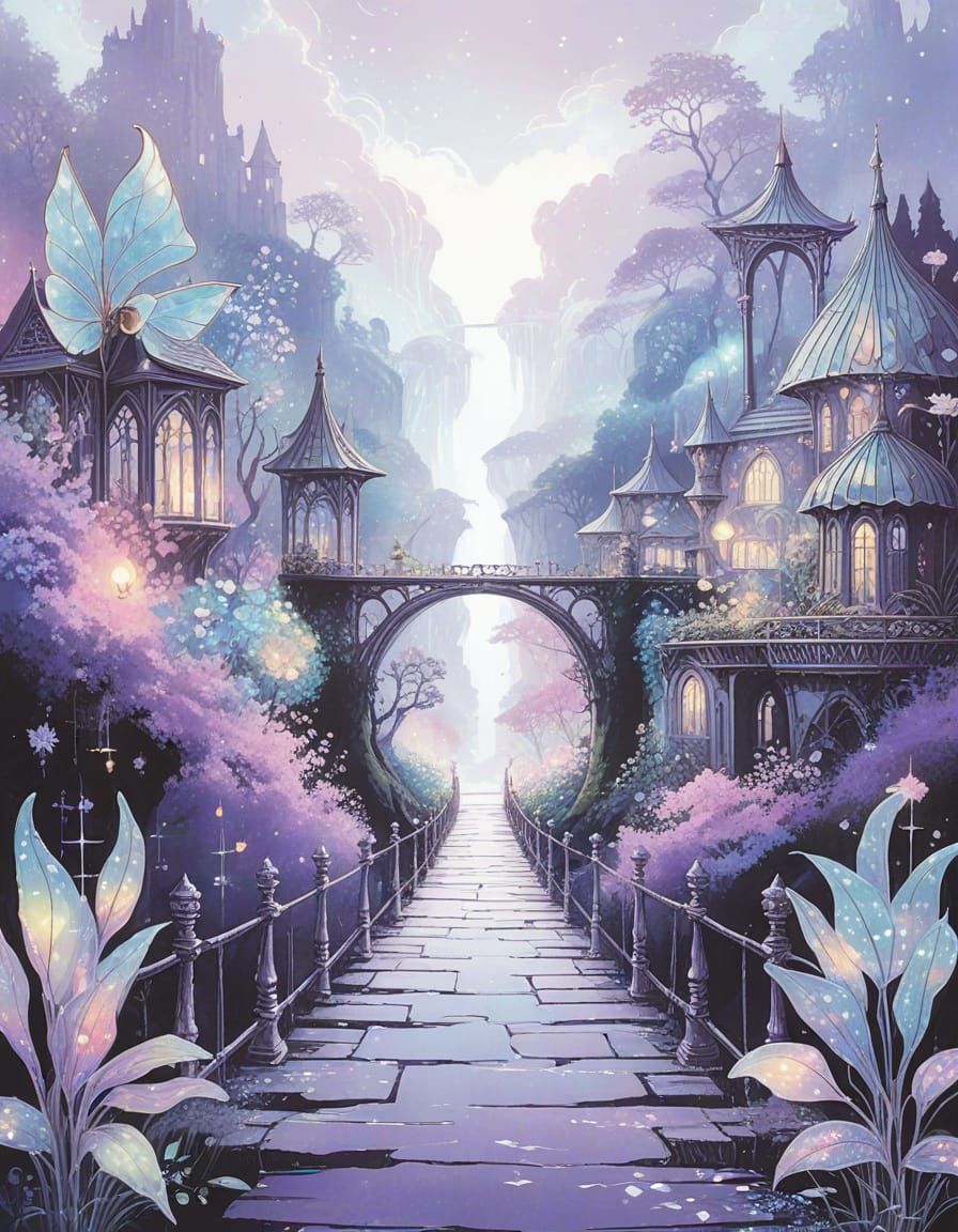 Magical Pathway to a Fantasy Realm, Storybook Illustration