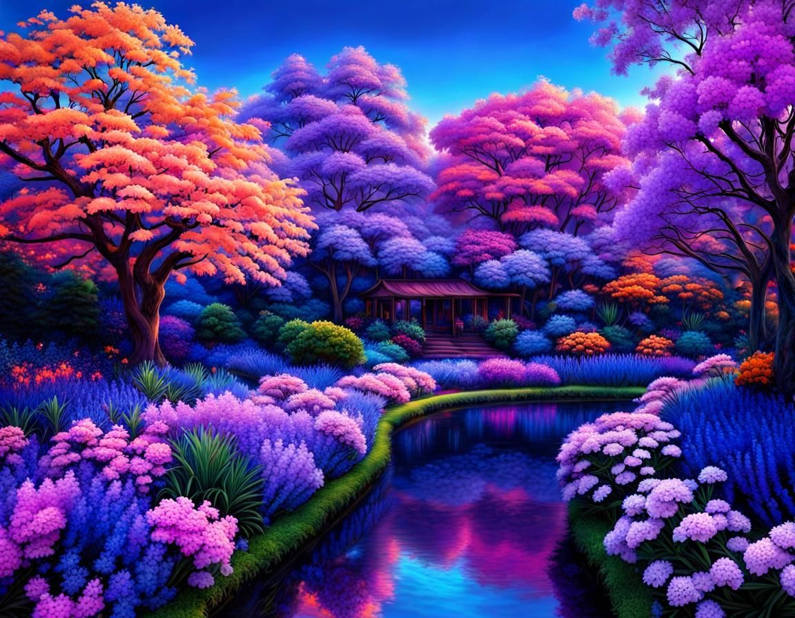 Bioluminescent Garden: A Radiant, Kaleidoscopic Masterpiece