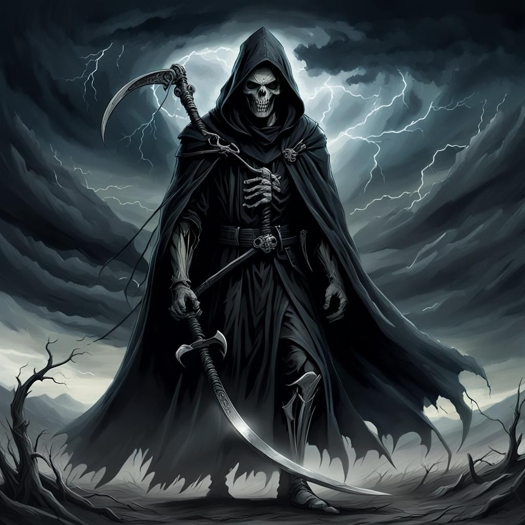 Grim Reaper Portrait in Dark Fantasy Style