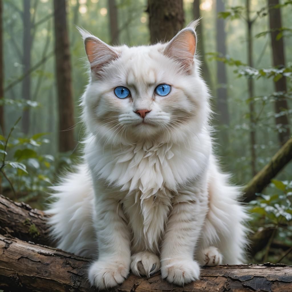 Ragdoll Kitten Portrait in Misty Forest
