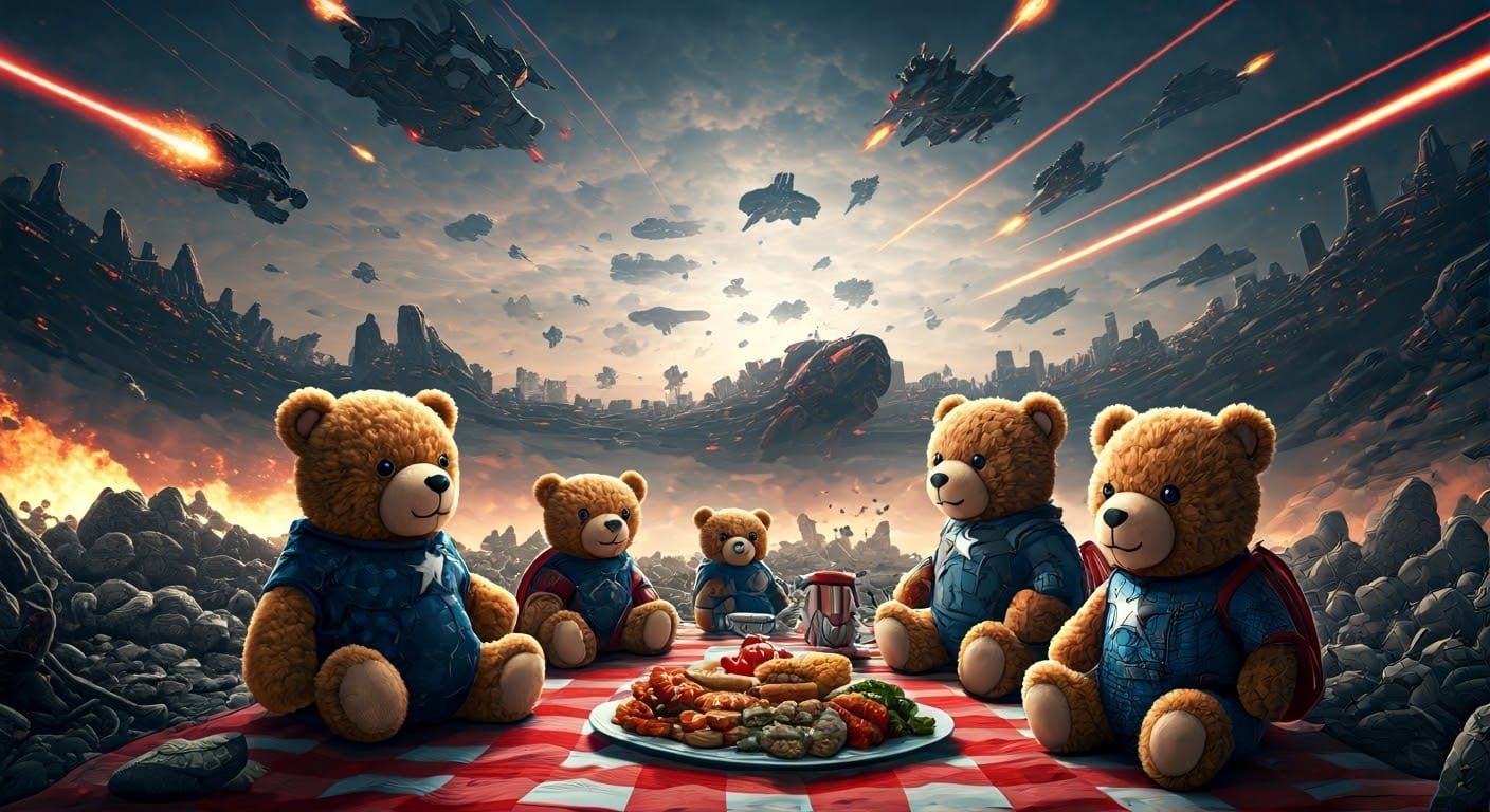 Marvel Heroes as Teddy Bears at Picnic