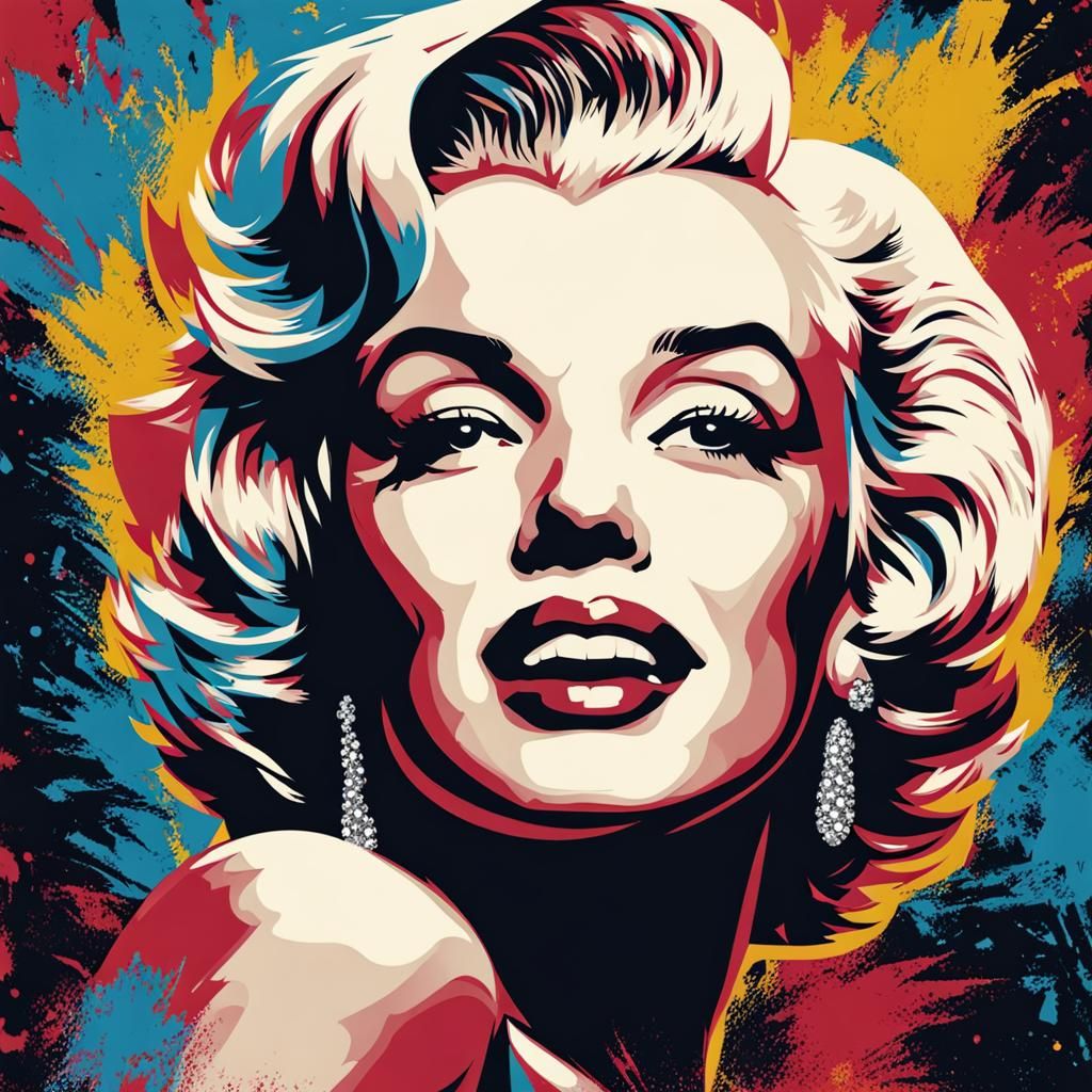 Marilyn Monroe Stencil Portrait in Black and White