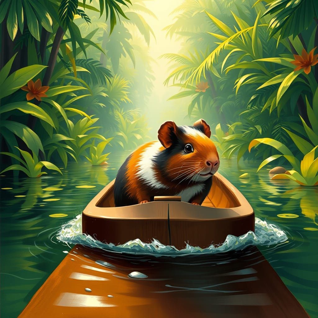 Guinea Pig in a Vibrant Amazonian Scene