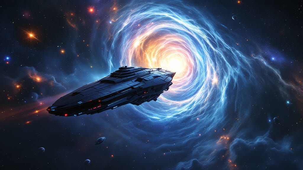 Giant Spaceship Enters Intergalactic Portal