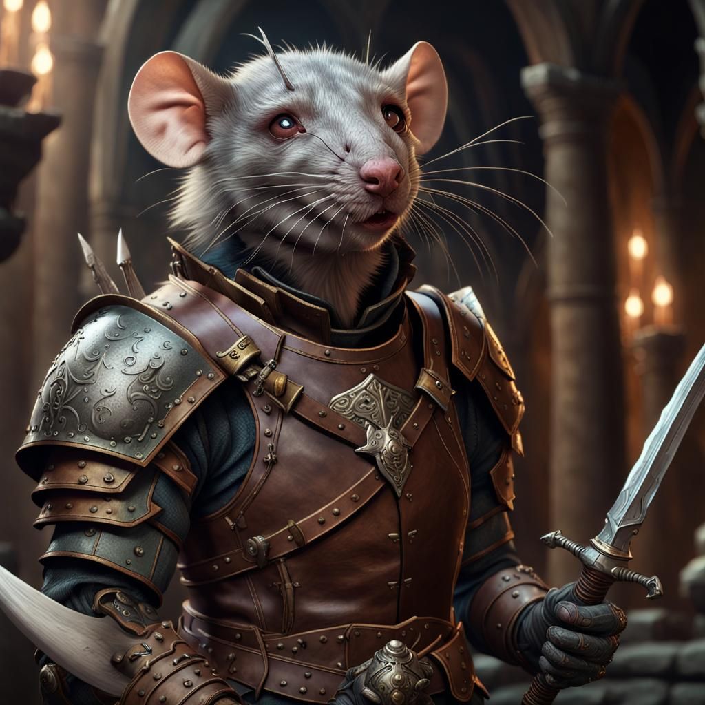 Ratfolk Warrior Portrait in Dark Fantasy Style