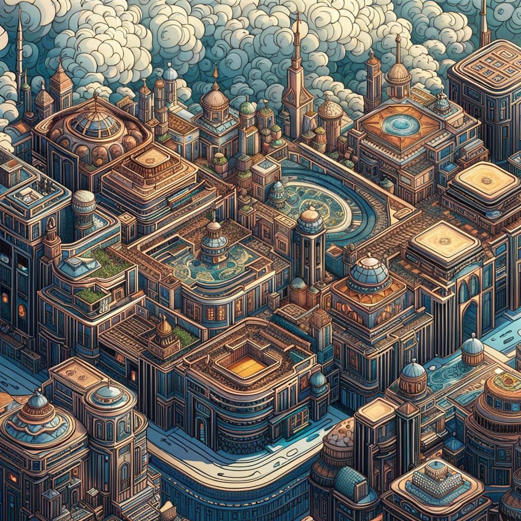 Isometric Star Wars City in Anime Style