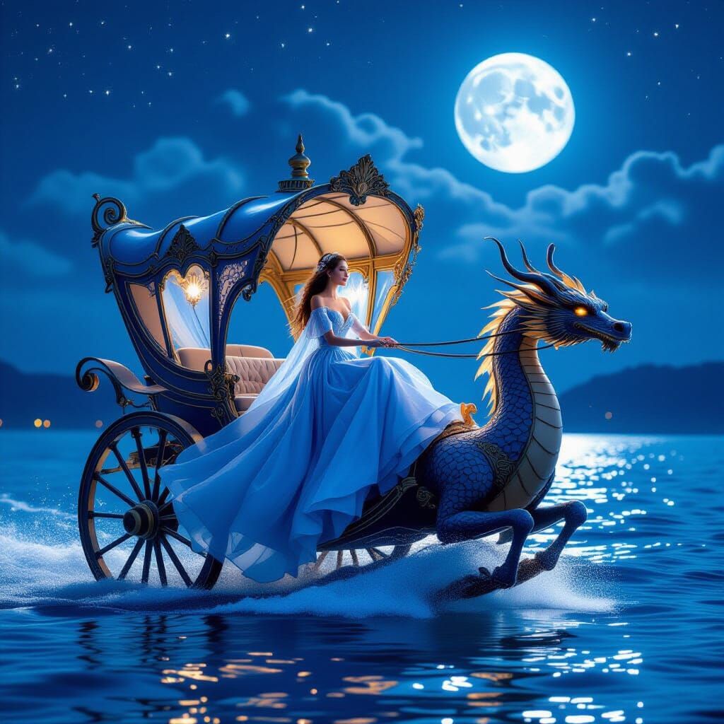 Dragon-Drawn Carriage Ride Under the Moonlit Water