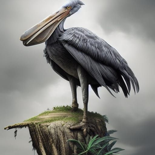 Dramatic Shoebill Bird Digital Painting