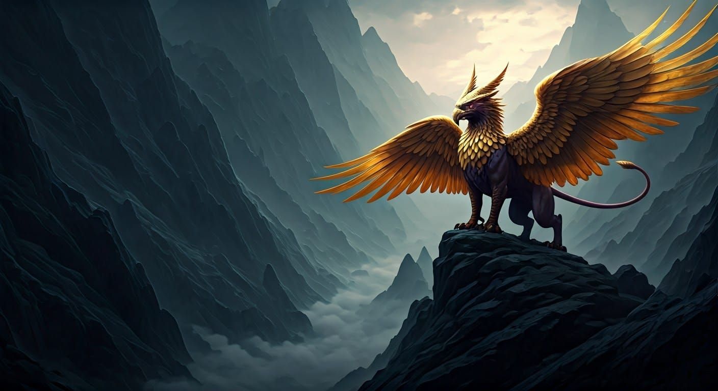 Majestic Griffon in Dark Fantasy Style