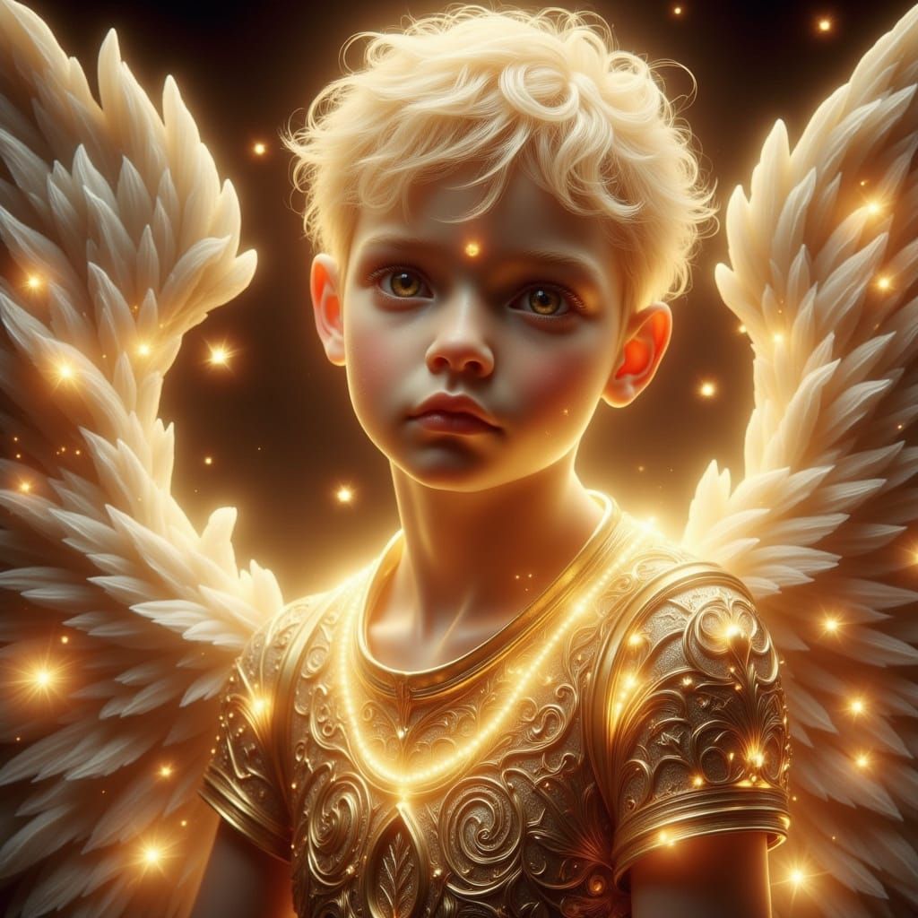 Heavenly Cherub Boy in Ethereal Armor