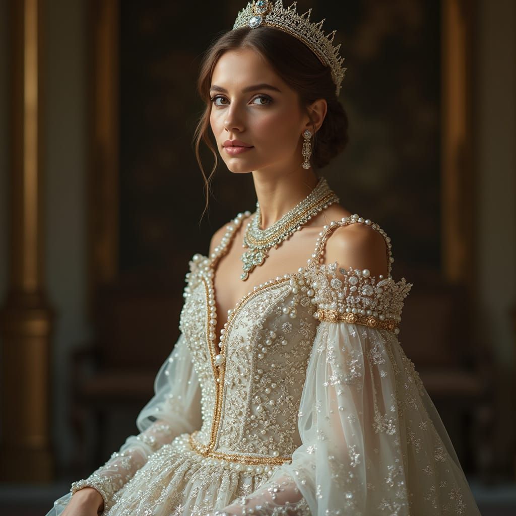 Regal Beauty in Pearls and Diamonds