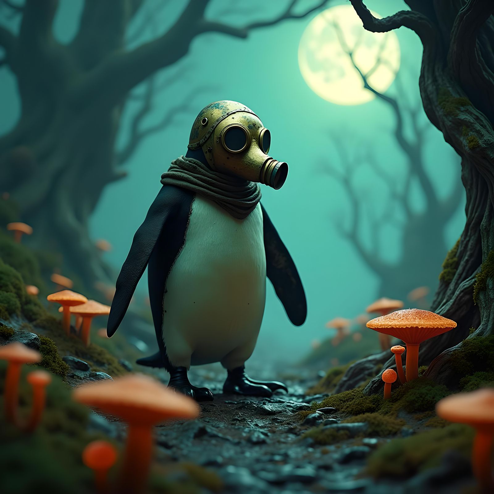 Panguin in a gas mask