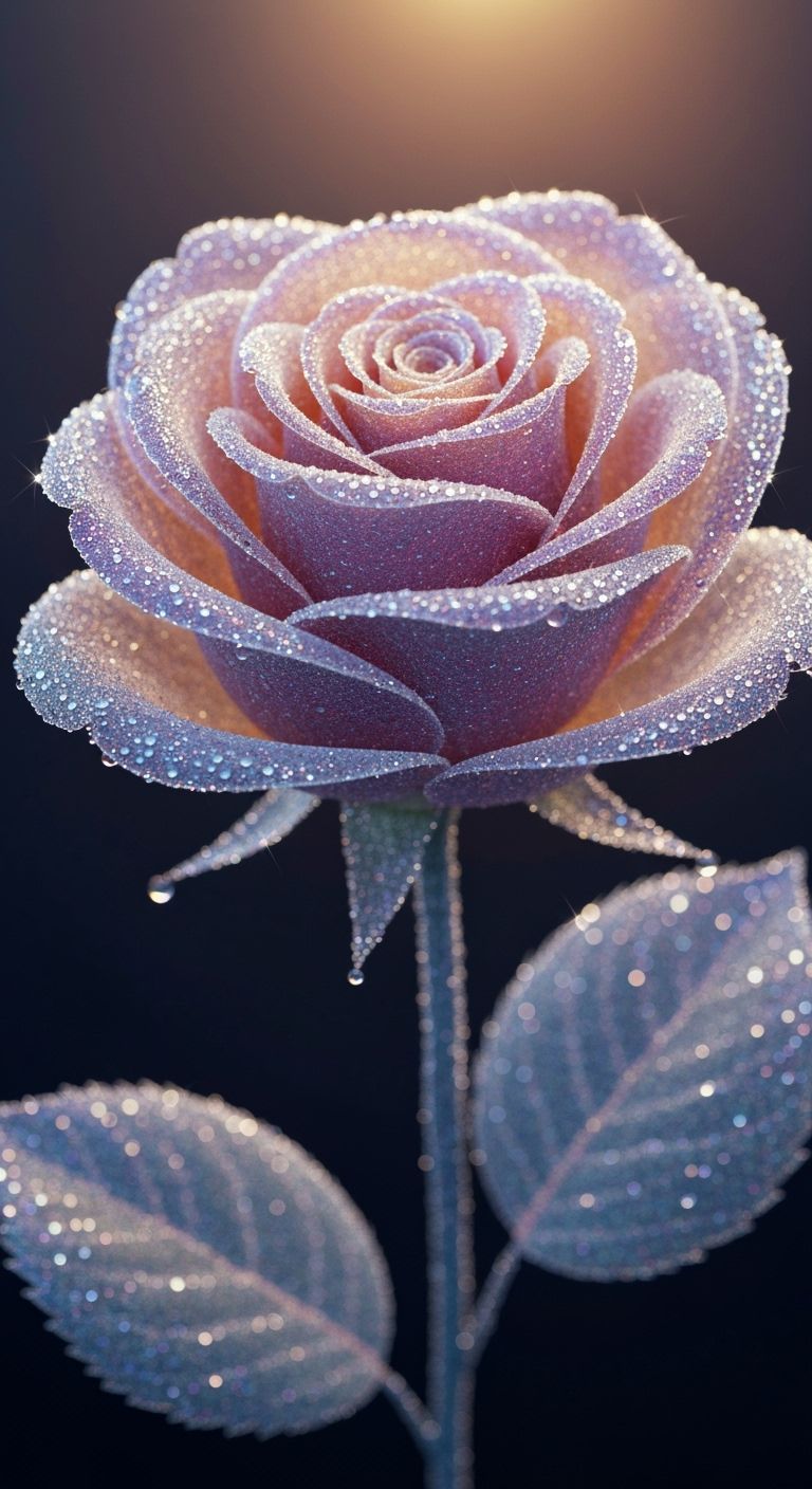 Glowing Spider Silk Rose in Macro Photography Style