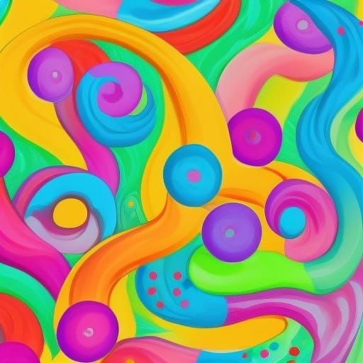 Colorful Candyland Wonderland in Gouache Style