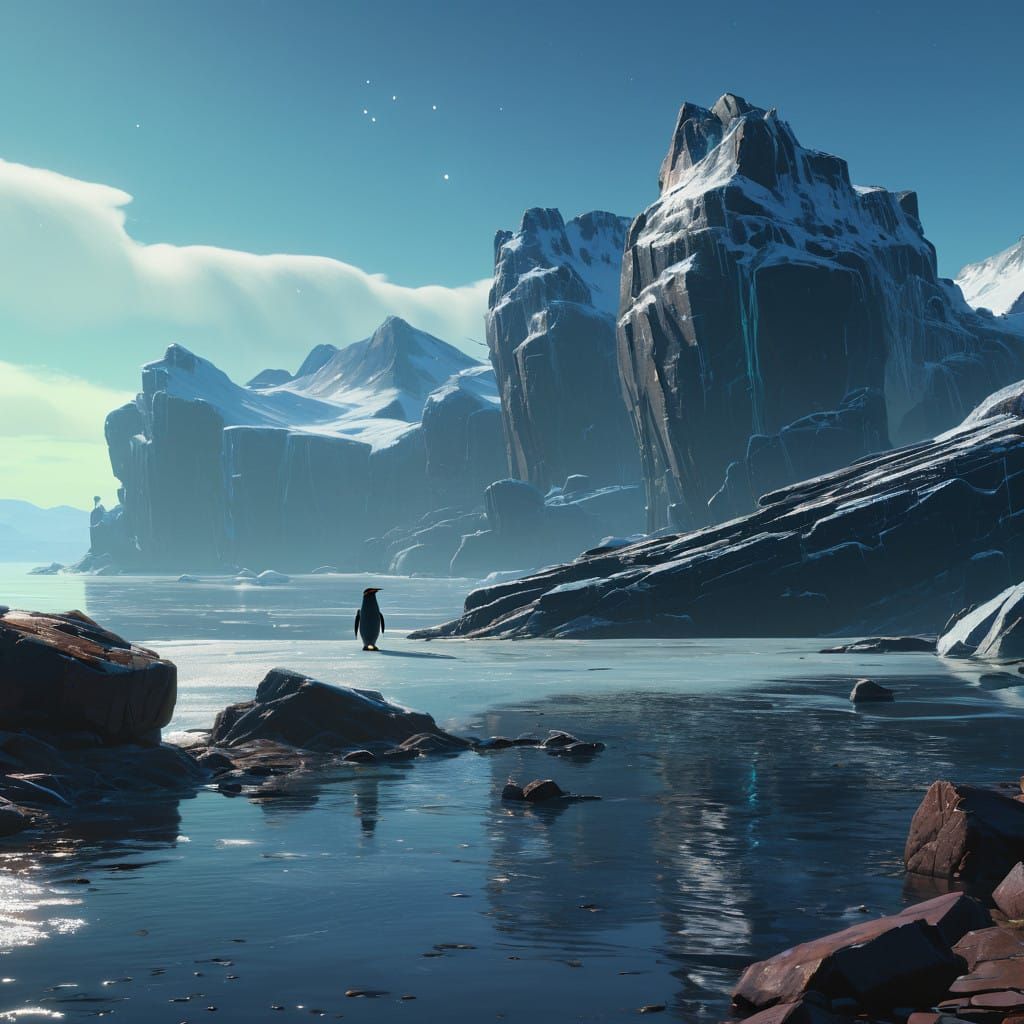 Charming Polar Aviator on Majestic Iceberg