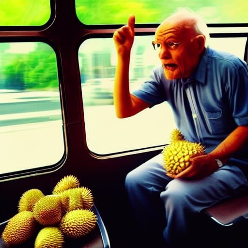 Grumpy Old Man Yelling at Durian on Bus