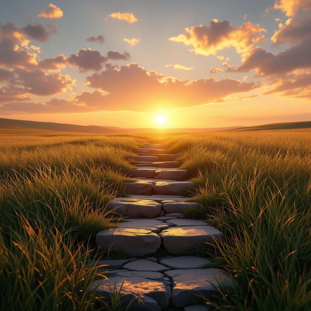 Epic Sunset Landscape in Photorealistic Digital Matte Painti...