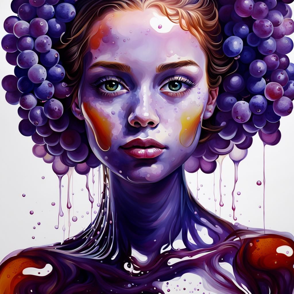 Surreal Grape Jelly Portrait of a Woman