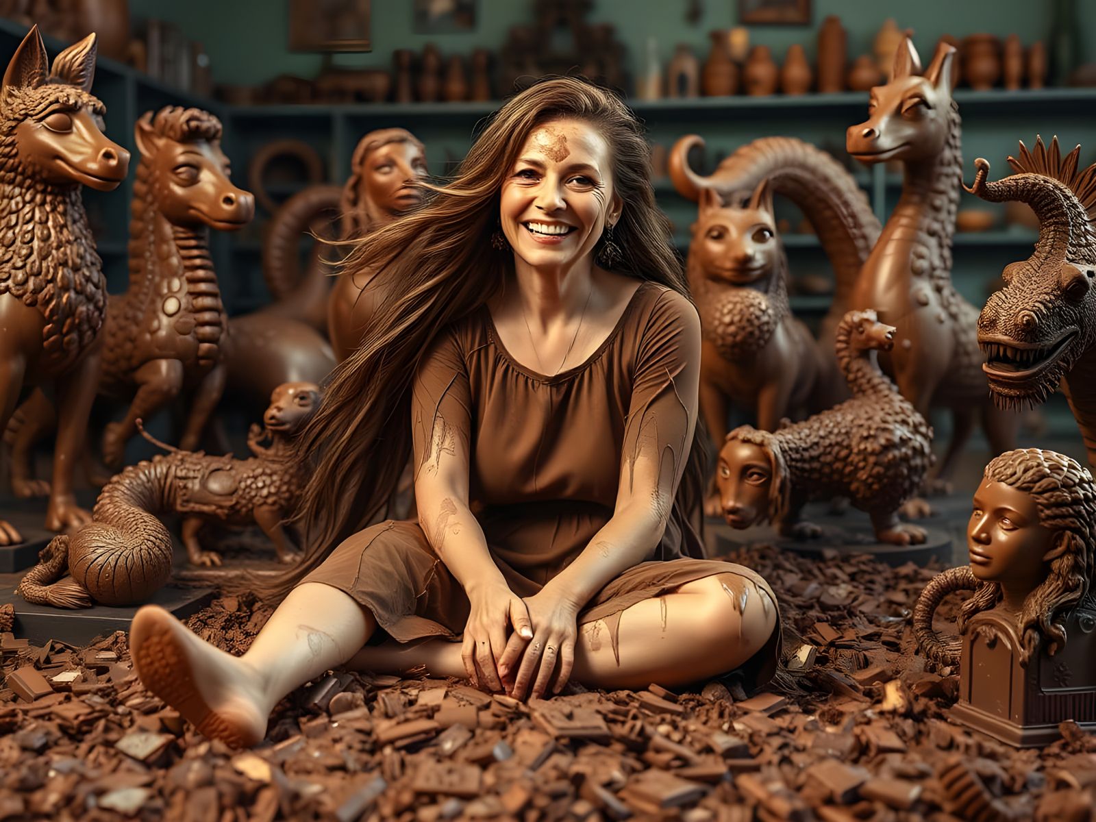 Woman in Chocolate Wonderland