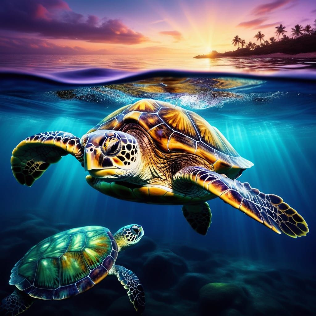 Avocado Turtle Hybrid in Hyperrealistic Digital Art