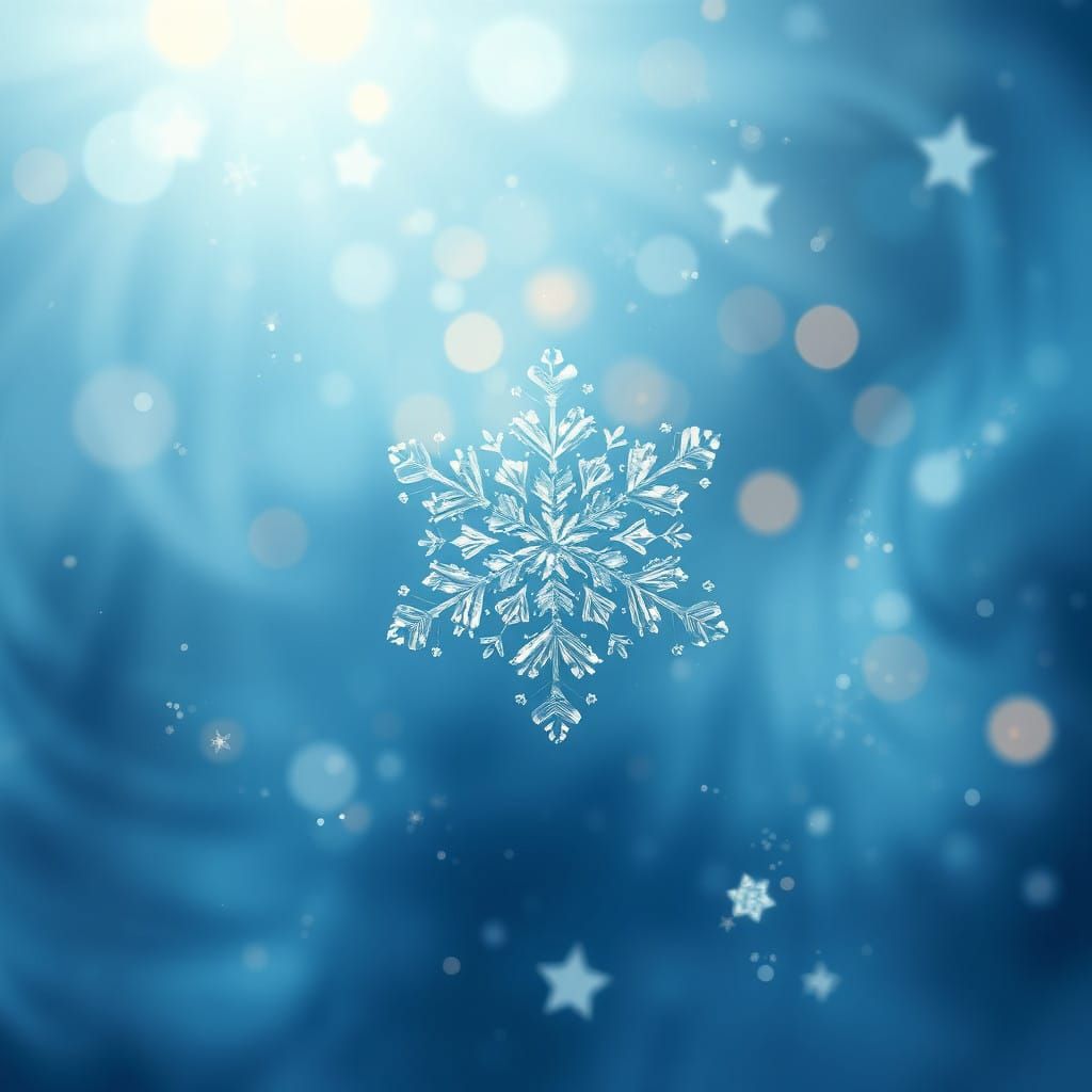 Delicate Snowflake Shines Amidst Radiant Blue Magic Dust