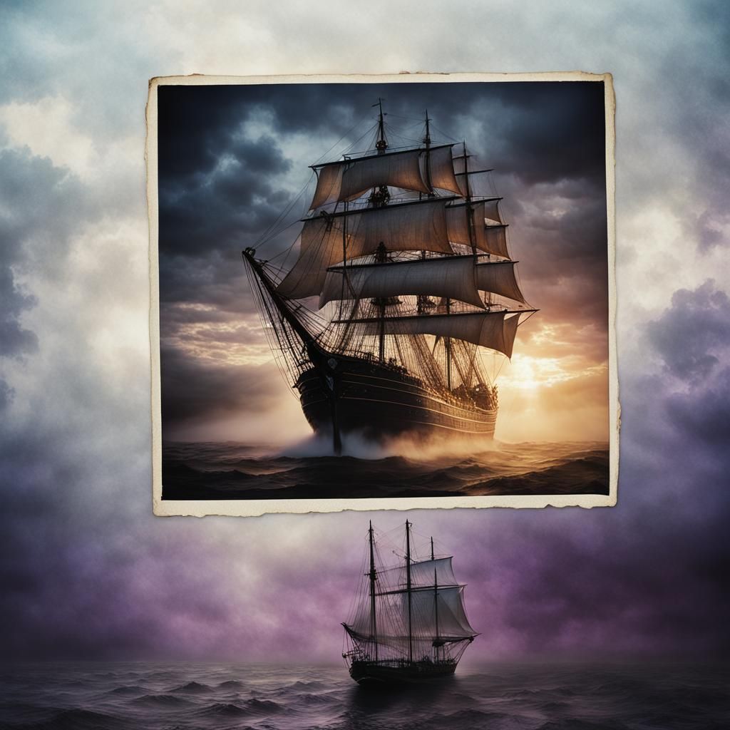 Ghost Ship Portrait in Victorian Gothic Style