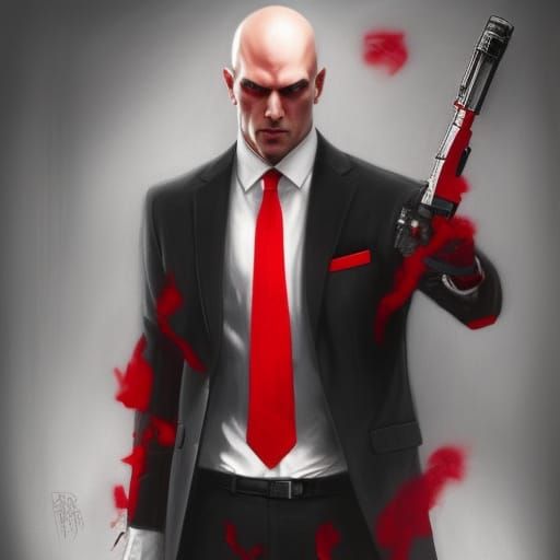 Hitman Portrait in White Suit, Digital Art Style