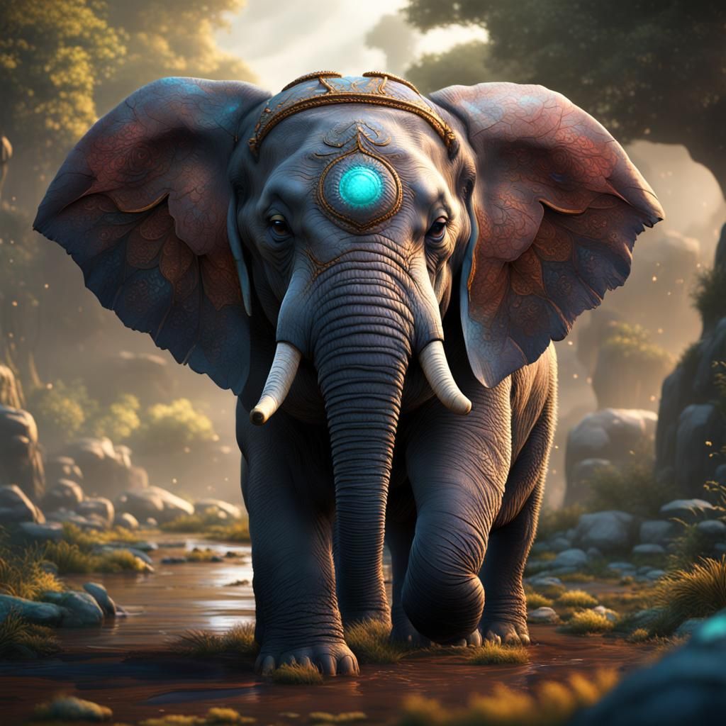 Fantastical Baby Elephant Matte Painting