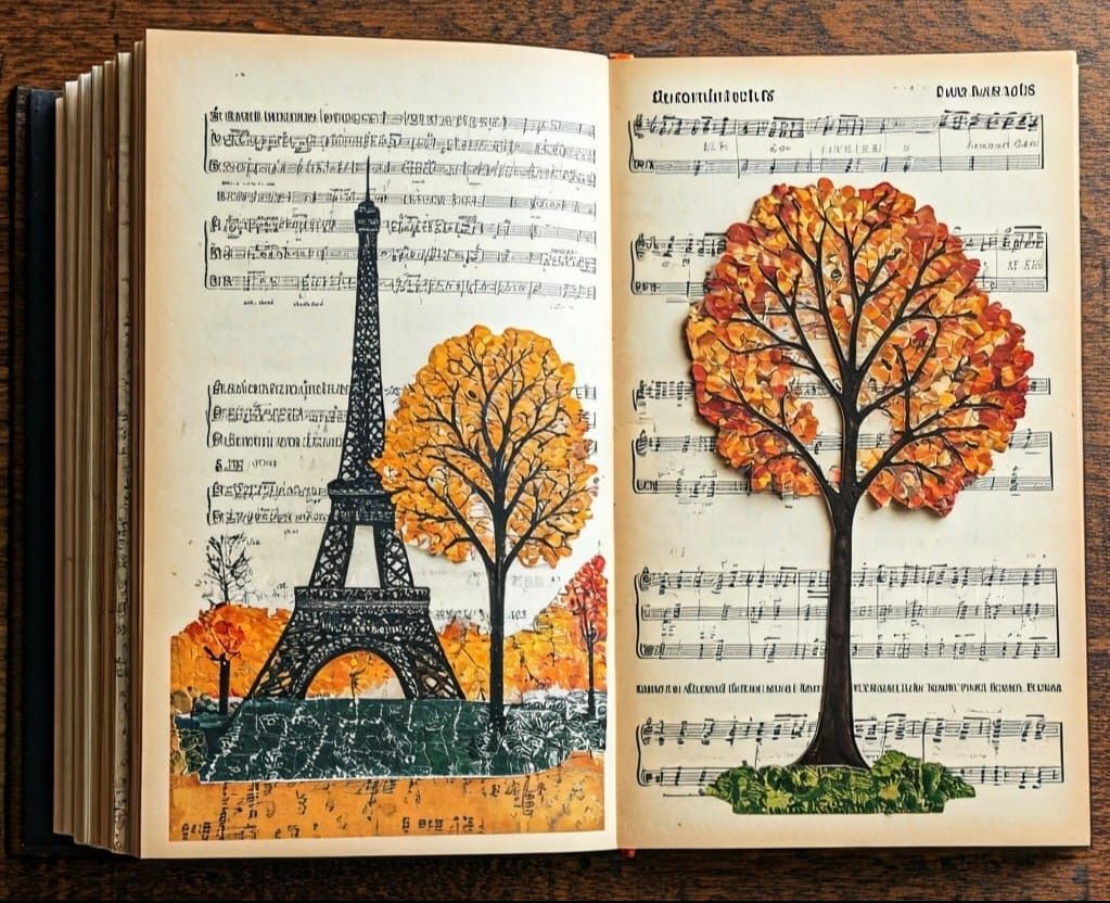 Paper Collage of Autumn in Paris