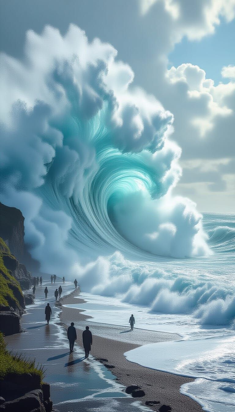 Colossal Wave Engulfs Coastal Path, Villagers Watch in Horro...