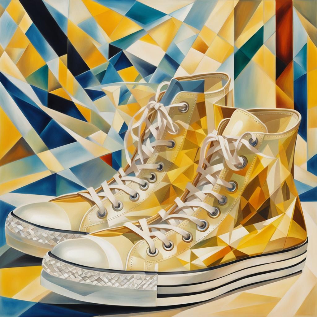 Sparkling Transparent Sneakers in Cubist Style