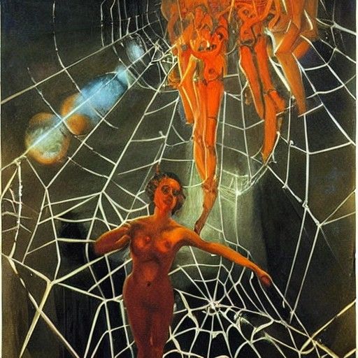 Sinister Sci-Fi Spider Labyrinth in Vivid Colors