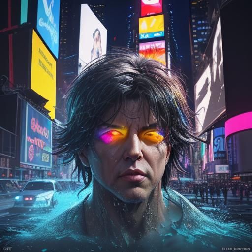 Sylvester Celebrates in Times Square: Hyperrealistic Splash ...