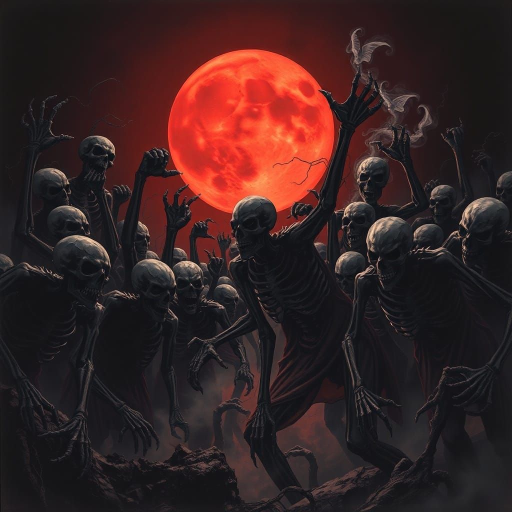 Grotesque Ghouls Emerge From Abyss Under Blood Moon
