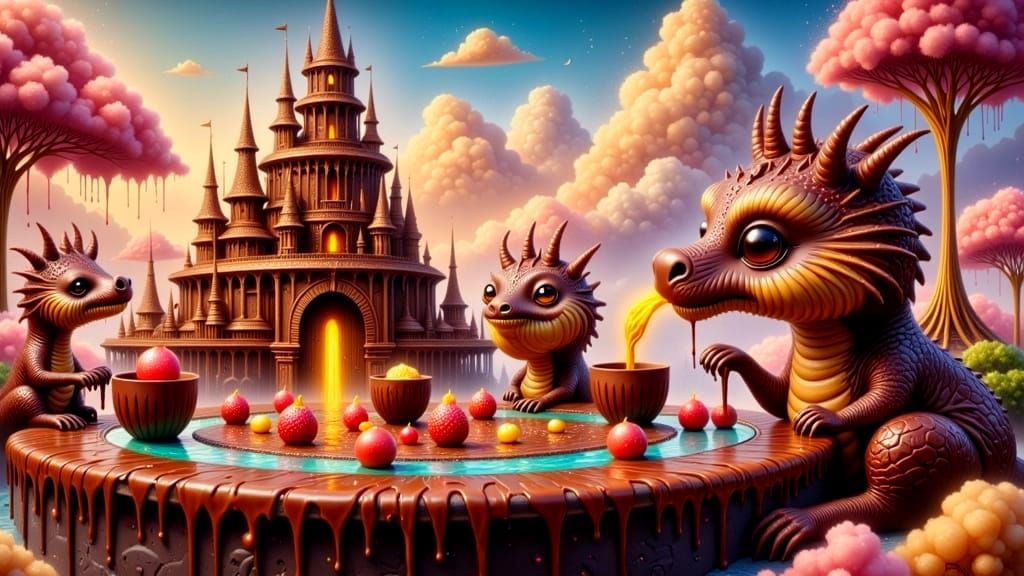 Whimsical Chocolate Kingdom in Vibrant Cartoon Style