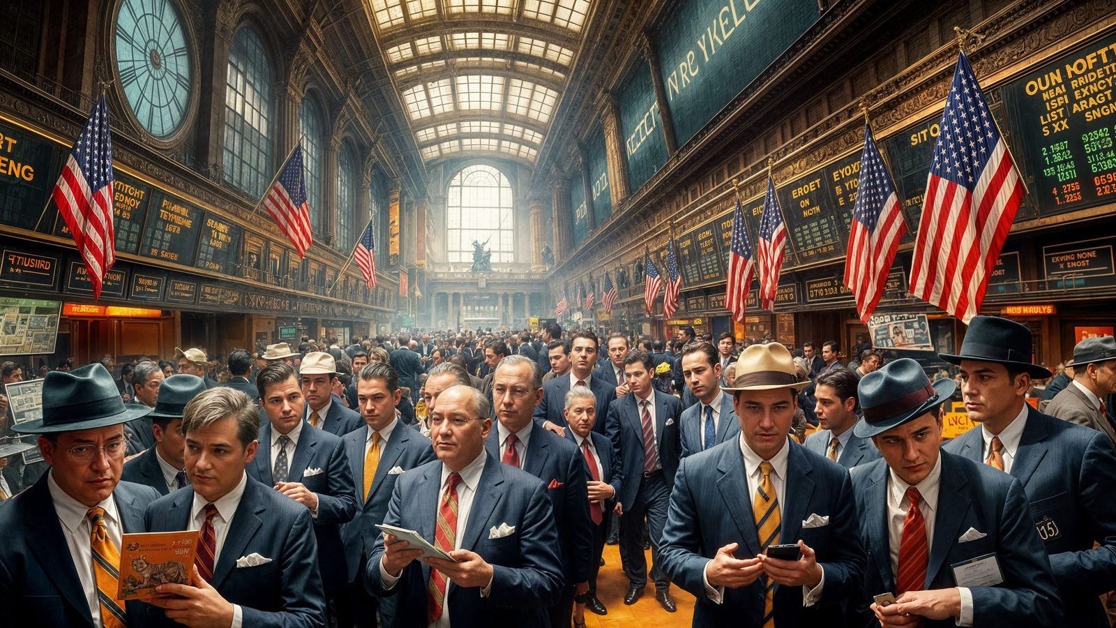1950s New York Stock Exchange in Oil Paint