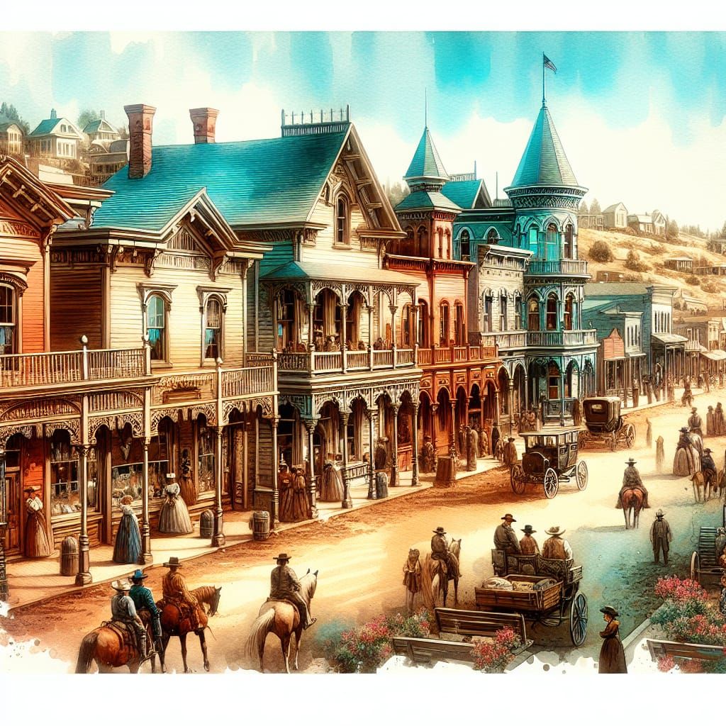 An watercolor painting of the Wild West town of Durango USA ...