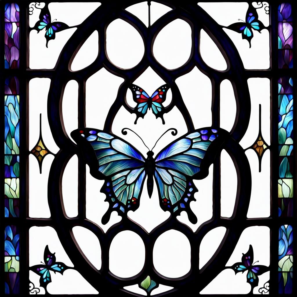Gothic Cottage with Butterfly Stained Glass Window