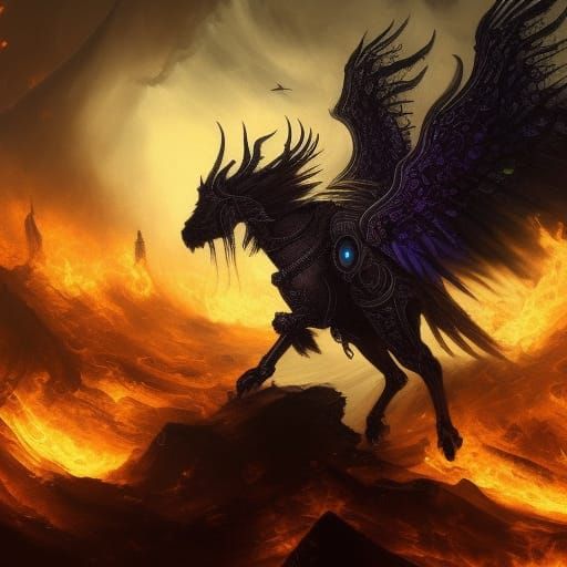 Winged Knight in Gilded Armor: Dark Fantasy Art
