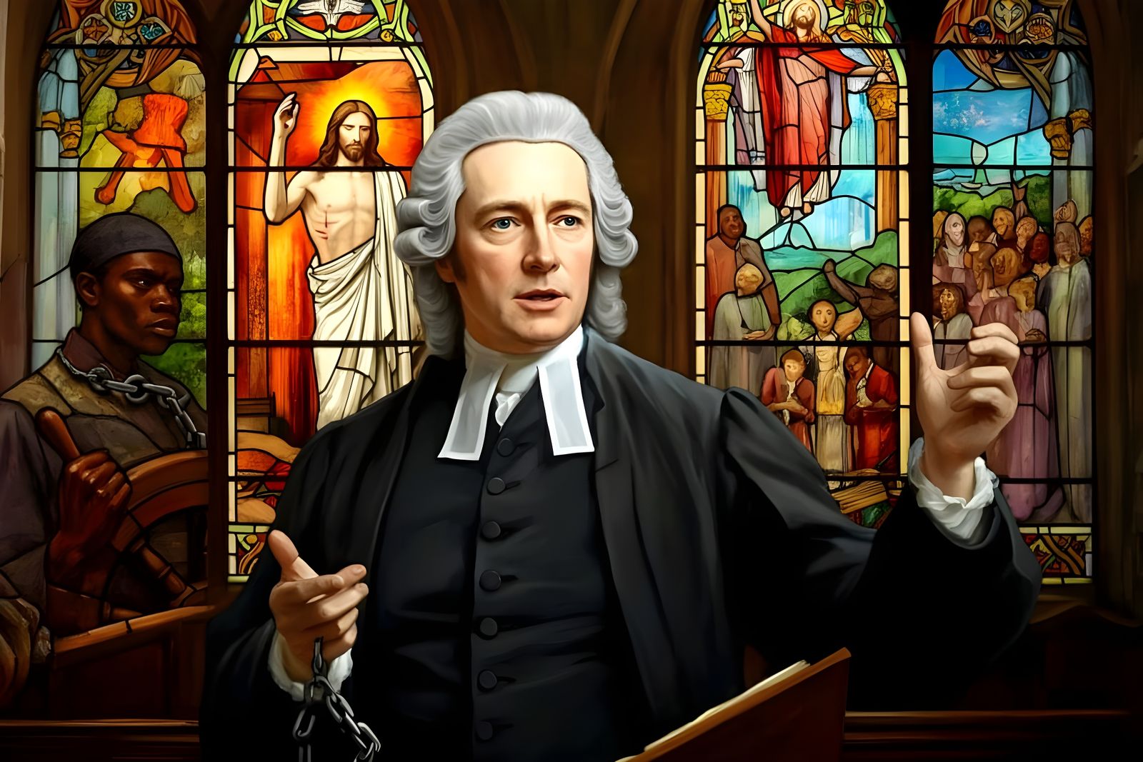 John Newton Preaching Redemption in Dreamlike Colors