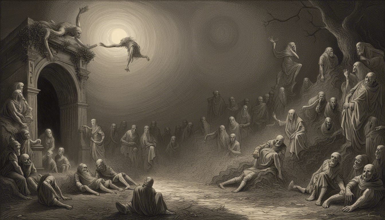 Horrific Ideal World: Doré and Rutkowski Style
