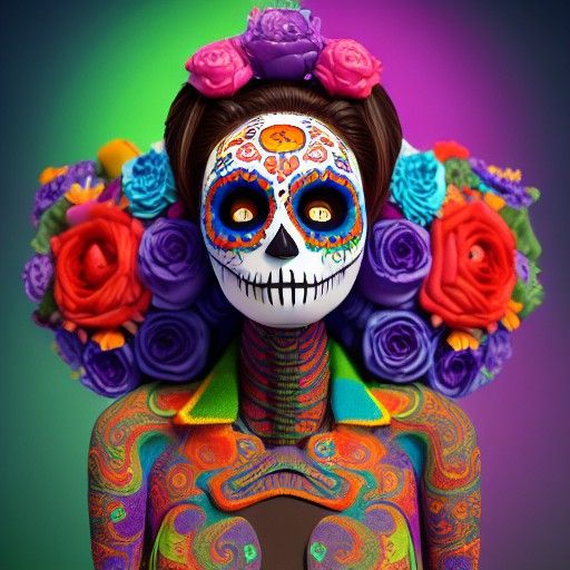 Day of the Dead Alebrije Portrait in Pixar Style