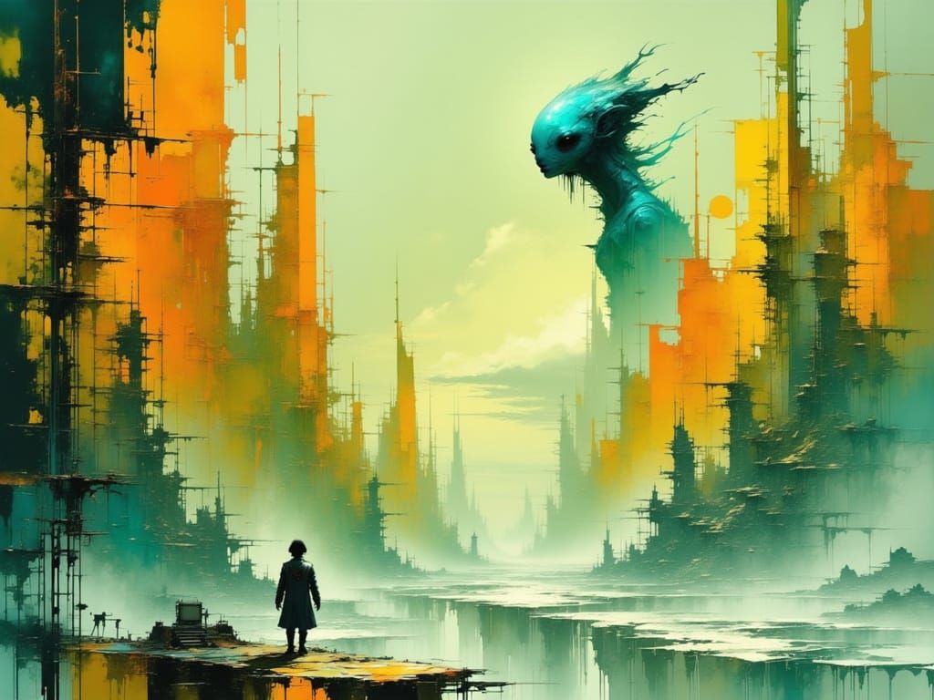 Surreal Dreamscape With Blue Creature in 8k