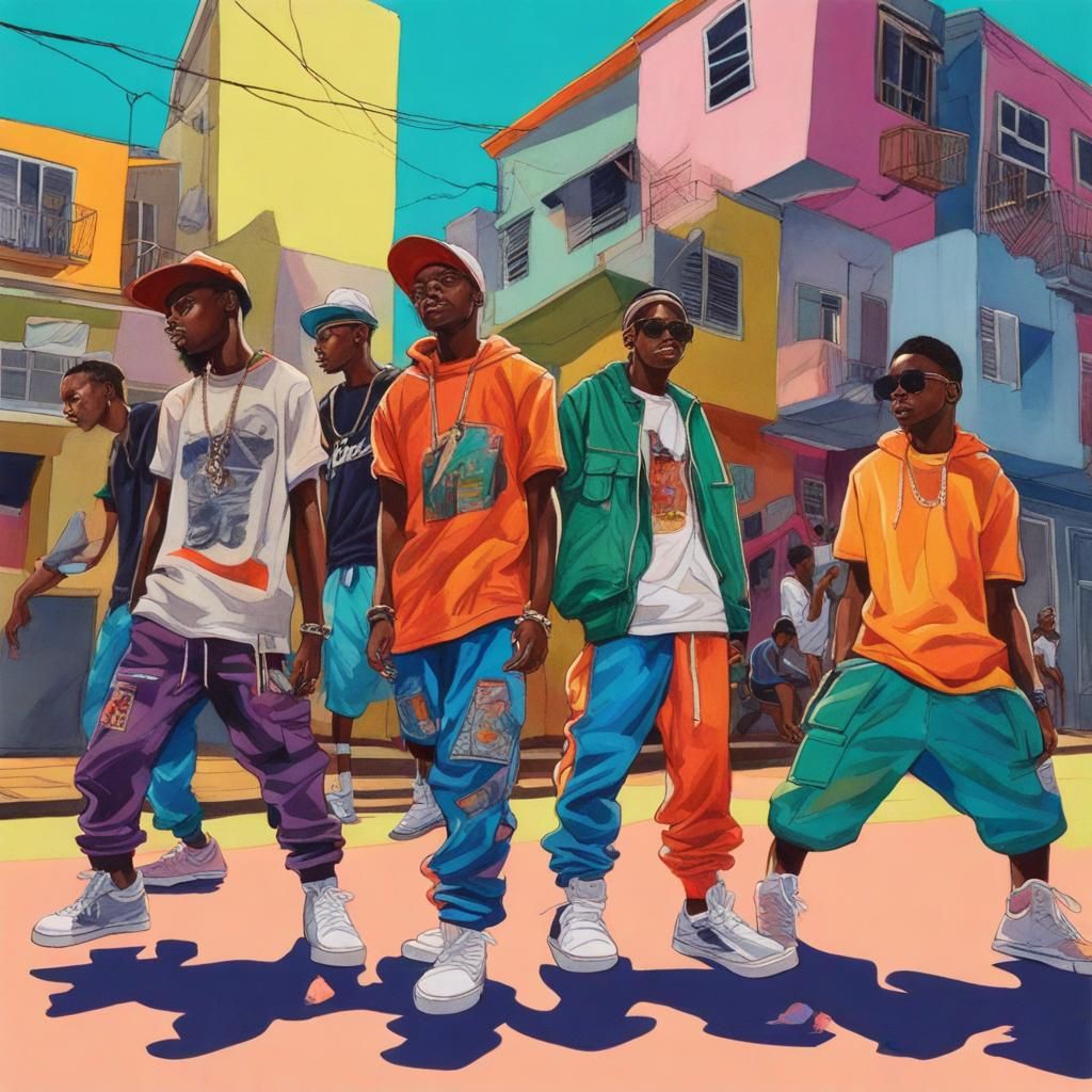 Hip-Hop Fashion in Gouache Painting Style
