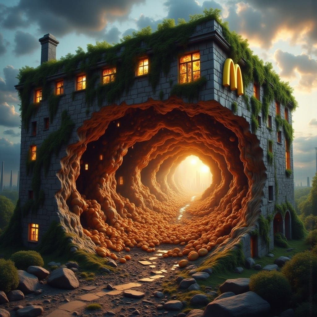 Surreal Abandoned McDonald's Nugget Mountain Landscape