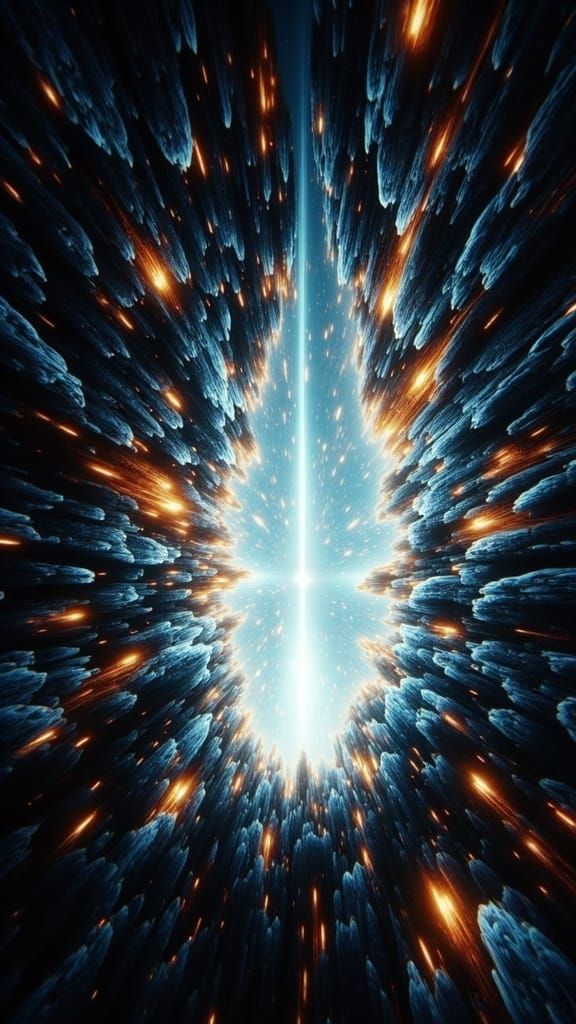 Cosmic Chaos in Vibrant Orange and Teal Night Sky