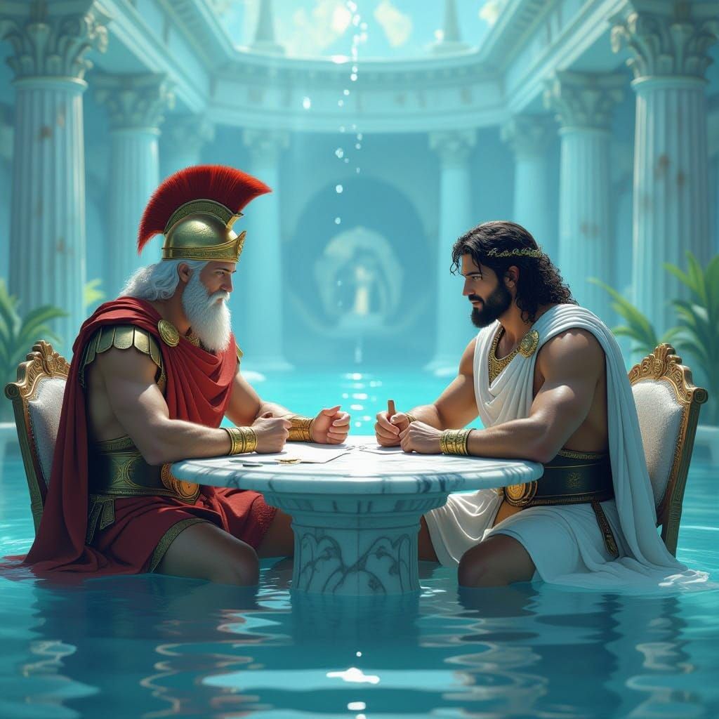 Neptunus and Poseidon negociating peace