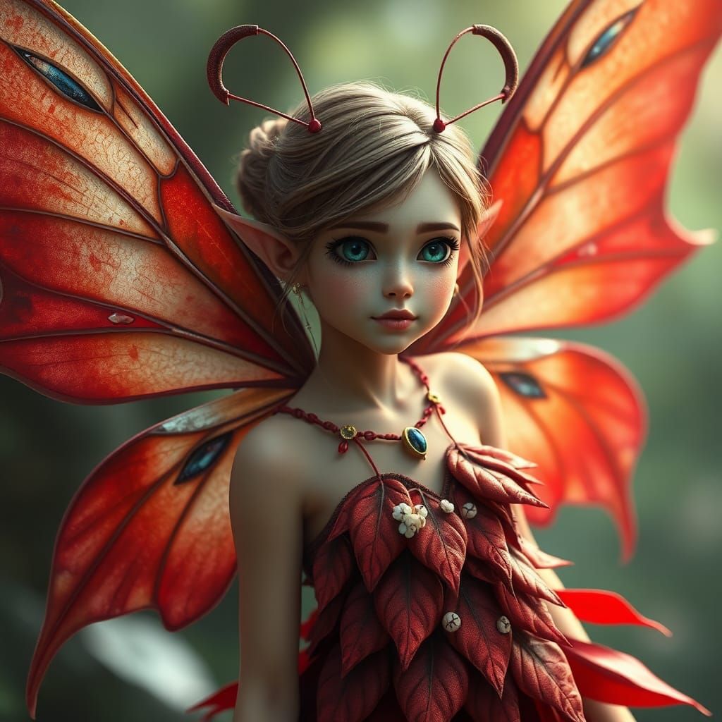 Detailed Fairy with Butterfly Wings in Fantasy Art