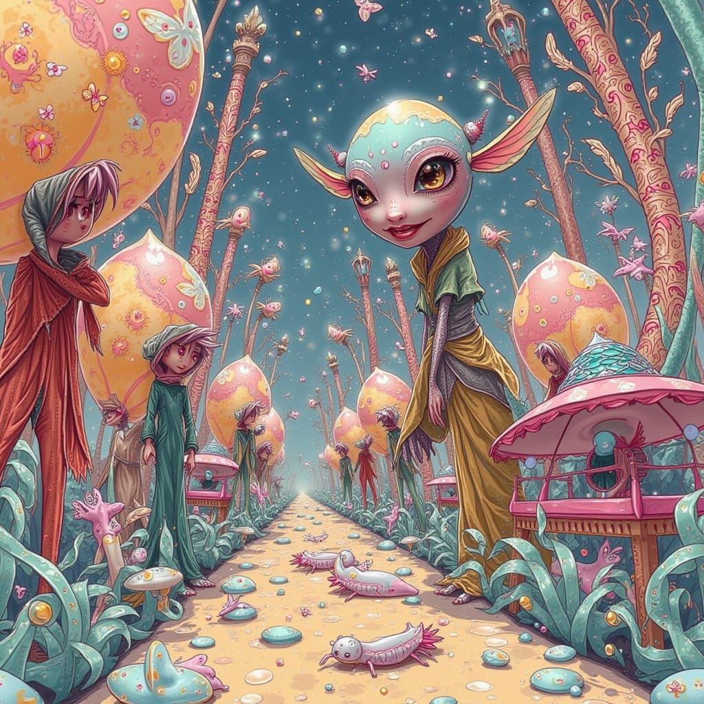 Surreal Dreamscape With Oversized Toys in Watercolor Style